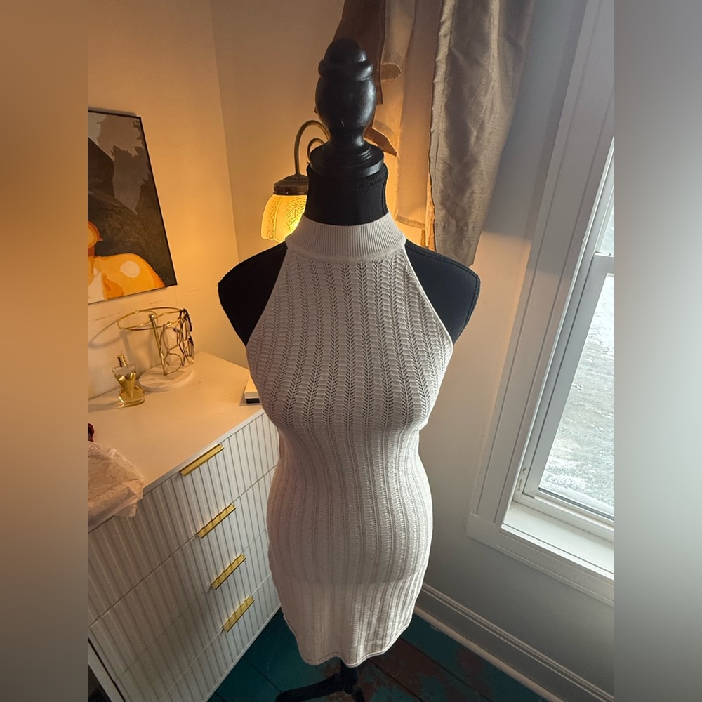 Dynamite White Knit Halter Dress